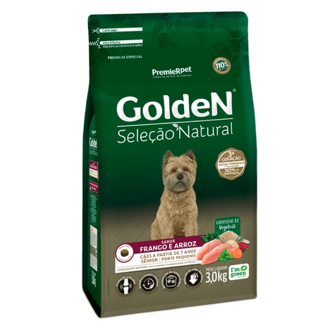 Ração Golden Seleção Natural para Cães Sênior de Porte Pequeno Sabor Frango e Arroz 3 kg Ração Golden Seleção Natural para Cães Sênior de Porte Pequeno Sabor Frango e Arroz 3 kg