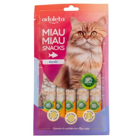 Snack Adoleta Miau Miau Sabor Salmão Snack Adoleta Miau Miau Sabor Salmão