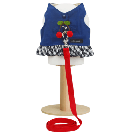 Peitoral com Guia Xadrez Cereja Azul M Peitoral com Guia Xadrez Cereja Azul M