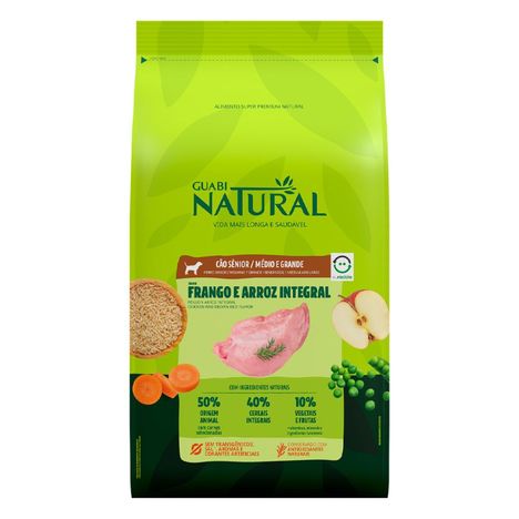 Ração Guabi Natural para Cães Sênior de Porte Médio e Grande Sabor Frango e Arroz Integral - 12kg