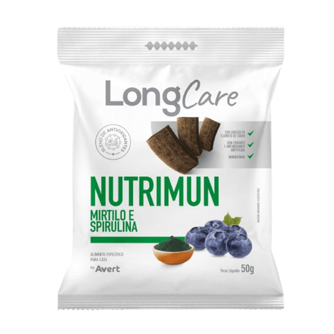 Petisco LongCare Nutrimun para Cães Adultos Sabor Mirtilo e Spirulina 50g Petisco LongCare Nutrimun para Cães Adultos Sabor Mirtilo e Spirulina 50g