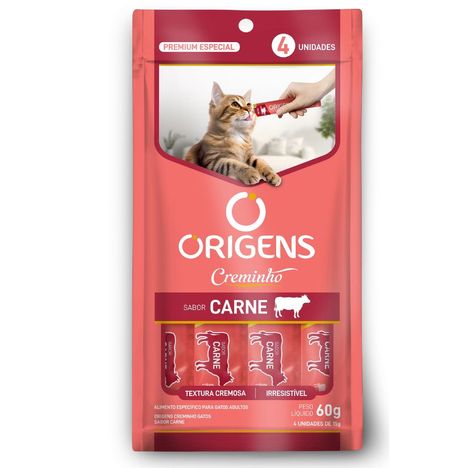 Petisco Cremoso Origens Creminho Carne para Gatos 60g Petisco Cremoso Origens Creminho Carne para Gatos 60g