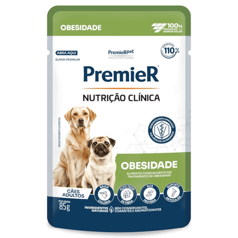 Ração Úmida Sachê Premier Nutrição Clínica Obesidade para Cães 85g Ração Úmida Sachê Premier Nutrição Clínica Obesidade para Cães 85g