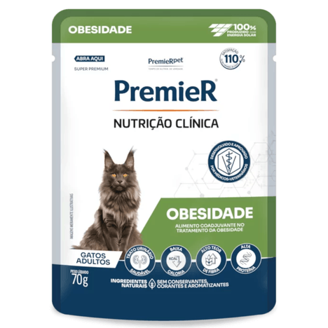 Ração Úmida Sachê Premier Nutrição Clínica Obesidade para Gatos 70g Ração Úmida Sachê Premier Nutrição Clínica Obesidade para Gatos 70g