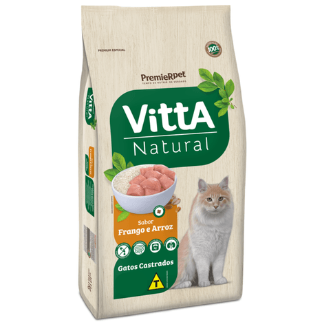 Ração Vitta Natural Gatos Adultos Castrado Frango & Arroz 3kg