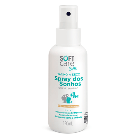 Banho a Seco Soft Care Baby Spray dos Sonhos para Cães e Gatos Filhotes 120ml