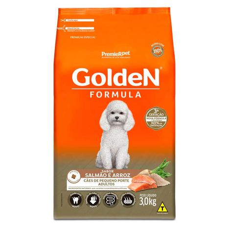 Ração Golden Fórmula Mini Bits Para Cães Adultos Sabor Salmão e Arroz 3 Kg Ração Golden Fórmula Mini Bits Para Cães Adultos Sabor Salmão e Arroz 3 Kg