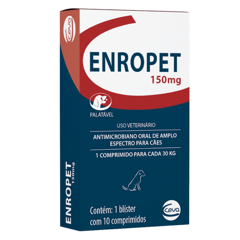 Antibiótico Enropet para Cães e Gatos com 10 comprimidos de 150 mg Antibiótico Enropet para Cães e Gatos com 10 comprimidos de 150 mg