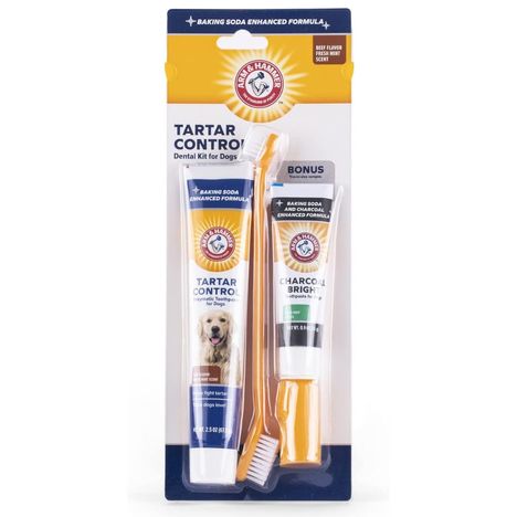 Arm & Hammer Tartar Control - Kit Escova, Dedeira e Pasta de Dentes para Cães - Sabor Carne + Amostra Bônus de Charcoal Bright Arm & Hammer Tartar Control - Kit Escova, Dedeira e Pasta de Dentes para Cães - Sabor Carne + Amostra Bônus de Charcoal Bright