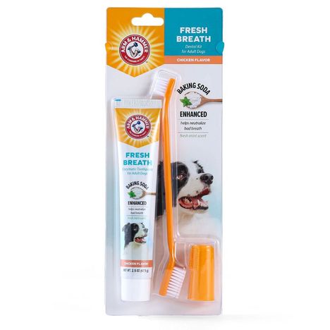 Arm & Hammer Fresh Breath Kit Escova, Dedeira e Pasta de Dentes para Cães - Sabor Frango Arm & Hammer Fresh Breath Kit Escova, Dedeira e Pasta de Dentes para Cães - Sabor Frango