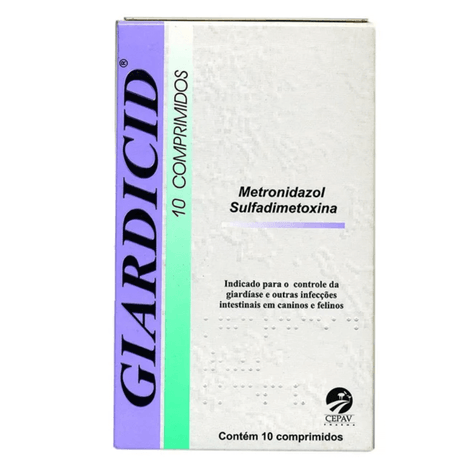 Antibiótico Giardicid para Cães e Gatos de 500 mg com 10 Comprimidos Antibiótico Giardicid para Cães e Gatos de 500 mg com 10 Comprimidos