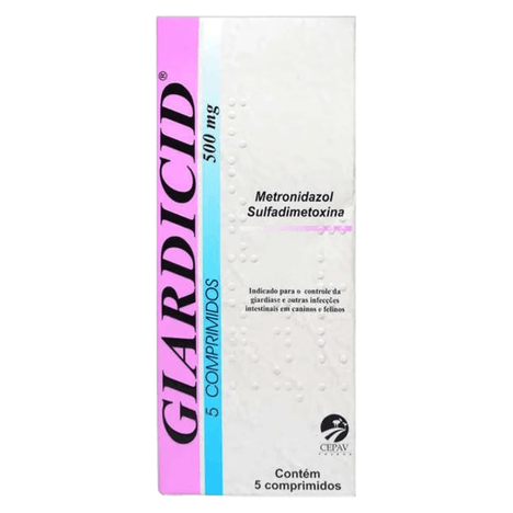 Antibiótico Giardicid para Cães e Gatos de 500 mg com 5 Comprimidos Antibiótico Giardicid para Cães e Gatos de 500 mg com 5 Comprimidos