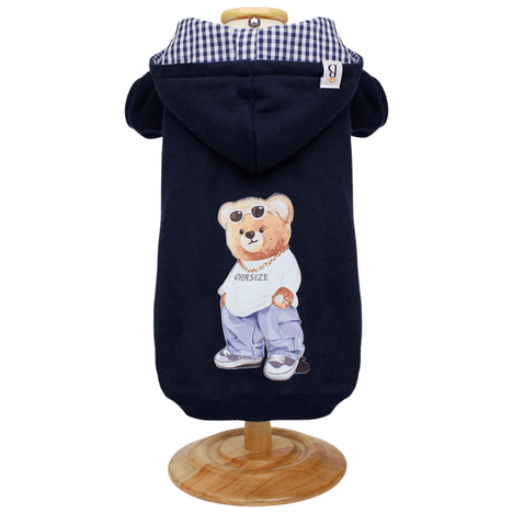 Blusa Moletom Urso com Capuz Marinho P