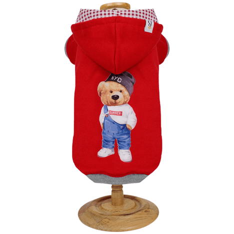 Blusa Moletom Urso com Capuz Vermelho G