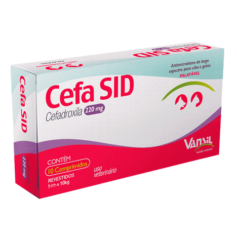 Antibiótico Cefa SID para Cães e Gatos com 10 comprimidos de 220 mg Antibiótico Cefa SID para Cães e Gatos com 10 comprimidos de 220 mg