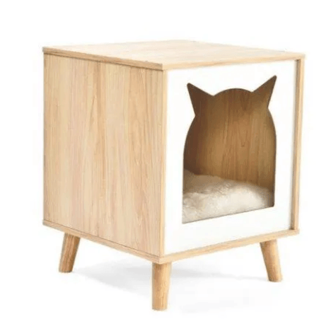 Casinha De Madeira Com Almofada Em Poliéster Para Gatos Casinha De Madeira Com Almofada Em Poliéster Para Gatos