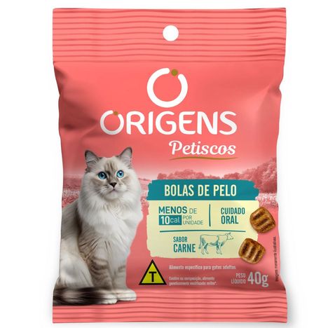 Petisco Origens Premium Especial Bolas de Pelo para Gatos Adultos Sabor Carne 40g Petisco Origens Premium Especial Bolas de Pelo para Gatos Adultos Sabor Carne 40g