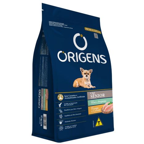 Ração Origens Premium Especial para Cães Sênior Portes Mini e Pequeno Sabor Frango e Cereais 1Kg