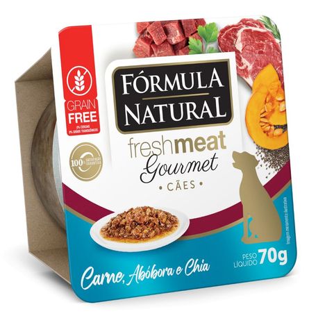 Ração Úmida Fórmula Natural Fresh Meat Gourmet para Cães Adultos Sabor Carne, Abóbora e Chia 70g Ração Úmida Fórmula Natural Fresh Meat Gourmet para Cães Adultos Sabor Carne, Abóbora e Chia 70g