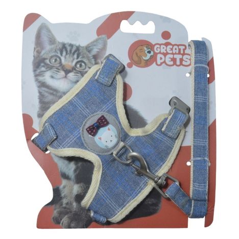 Peitoral para Gatos Jeans Azul - P