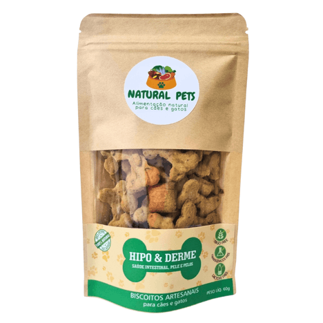 Biscoito Natural Hipo e Derme para Saúde Intestinal, Pele e Pelos 60g Biscoito Natural Hipo e Derme para Saúde Intestinal, Pele e Pelos 60g