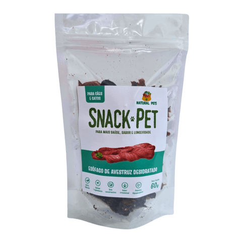 Snack Natural Desidratado Esôfago de Avestruz 60gr
