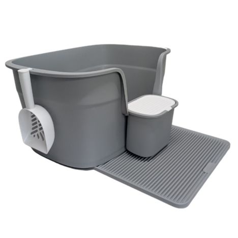 Sanitário Maracanã Great Pets para Gatos - Cinza com Tapete Sanitário Maracanã Great Pets para Gatos - Cinza com Tapete