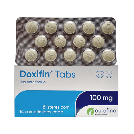 Antibiótico Doxifin Tabs para Cães e Gatos em Blister com 14 Comprimidos de 100 mg Antibiótico Doxifin Tabs para Cães e Gatos em Blister com 14 Comprimidos de 100 mg