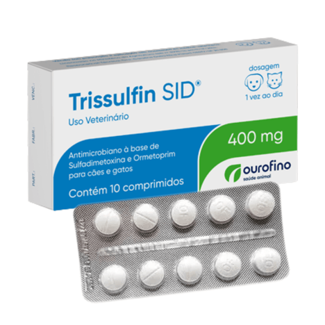 Trissulfin SID 400mg Antibiótico Ourofino Para Cães e Gatos Blister com 10 Comprimidos Trissulfin SID 400mg Antibiótico Ourofino Para Cães e Gatos Blister com 10 Comprimidos