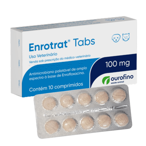 Antimicrobiano Enrotrat Tabs para Cães e Gatos em Blister com 10 Comprimidos de 100 mg Antimicrobiano Enrotrat Tabs para Cães e Gatos em Blister com 10 Comprimidos de 100 mg