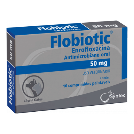 Antibiótico Flobiotic para Cães e Gatos com 10 Comprimidos de 50 mg Antibiótico Flobiotic para Cães e Gatos com 10 Comprimidos de 50 mg