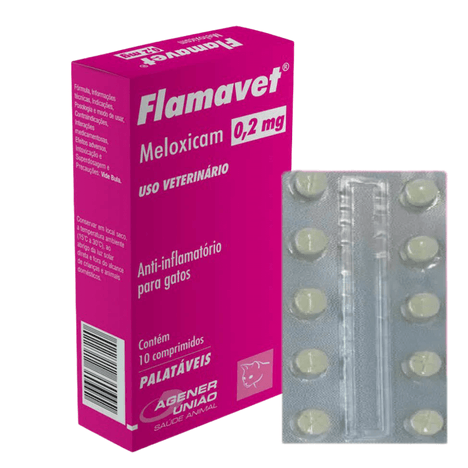 Anti-inflamatório Flamavet para Gatos em Blister com 10 Comprimidos de 0,2 mg Anti-inflamatório Flamavet para Gatos em Blister com 10 Comprimidos de 0,2 mg