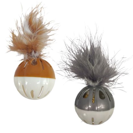 Bolinha com Guizo e Penas para Gatos Cores Diversas - Bom Amigo Bolinha com Guizo e Penas para Gatos Cores Diversas - Bom Amigo