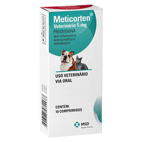 Anti-inflamatório Meticorten para Cães e Gatos com 10 Comprimidos de 5 mg Anti-inflamatório Meticorten para Cães e Gatos com 10 Comprimidos de 5 mg