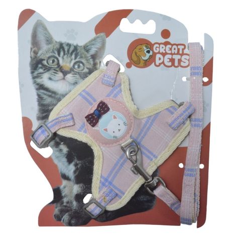 Peitoral para Gatos Rosa Claro - G Peitoral para Gatos Rosa Claro - G