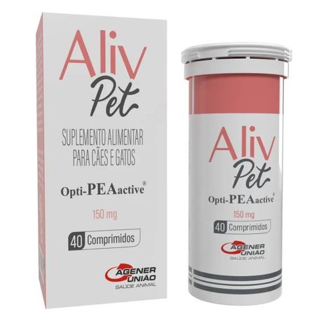 Suplemento Aliv Pet para Cães e Gatos com 40 Comprimidos de 150 mg Suplemento Aliv Pet para Cães e Gatos com 40 Comprimidos de 150 mg