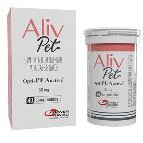 Suplemento Aliv Pet para Cães e Gatos com 40 Comprimidos de 50 mg Suplemento Aliv Pet para Cães e Gatos com 40 Comprimidos de 50 mg