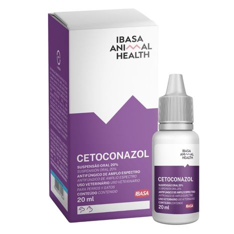 Cetoconazol 20% Suspensão Oral Antifúngico para Cães e Gatos Ibasa 20ml