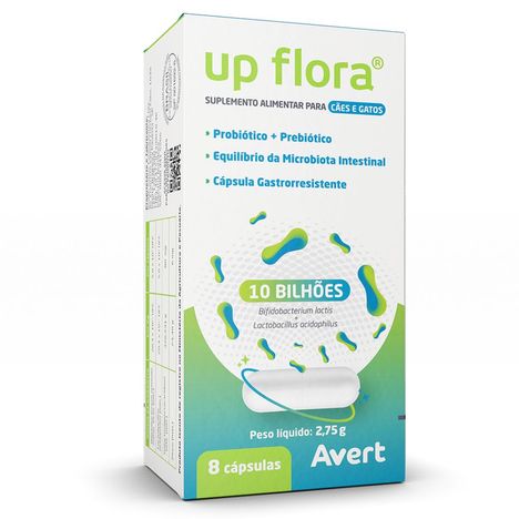 Suplemento Avert Up Flora para Cães e Gatos 8 Cápsulas