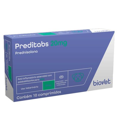 Preditabs 20 mg Anti-inflamatório para Cães e Gatos 10 Comprimidos