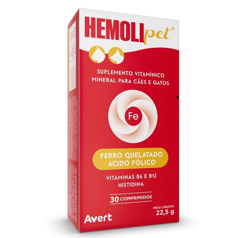 Suplemento Hemolipet para Cães e Gatos Avert 30 comprimidos