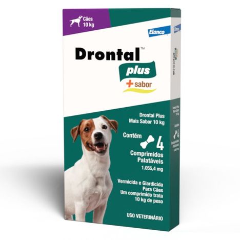 Drontal Plus para Cães até 10kg Sabor Carne 4 Comprimidos