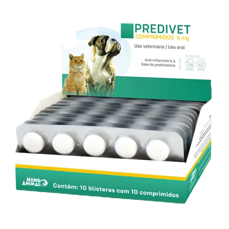 Anti-inflamatório Predivet para Cães e Gatos em Blister com 10 Comprimidos de 5 mg Anti-inflamatório Predivet para Cães e Gatos em Blister com 10 Comprimidos de 5 mg