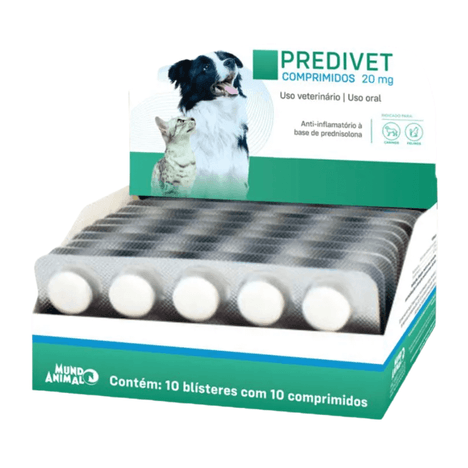 Anti-inflamatório Predivet para Cães e Gatos em Blister com 10 Comprimidos de 20 mg Anti-inflamatório Predivet para Cães e Gatos em Blister com 10 Comprimidos de 20 mg