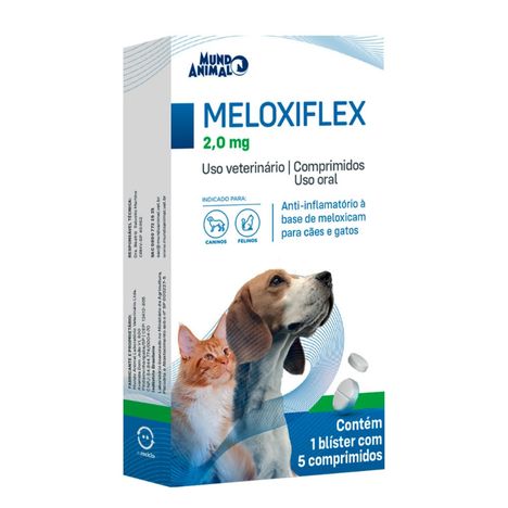 Anti-inflamatório Meloxiflex 2,0mg para Cães Gatos 5 Comprimidos - Bister