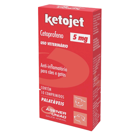Anti-inflamatório Ketojet para Cães e Gatos com 10 Comprimidos de 5 mg Anti-inflamatório Ketojet para Cães e Gatos com 10 Comprimidos de 5 mg