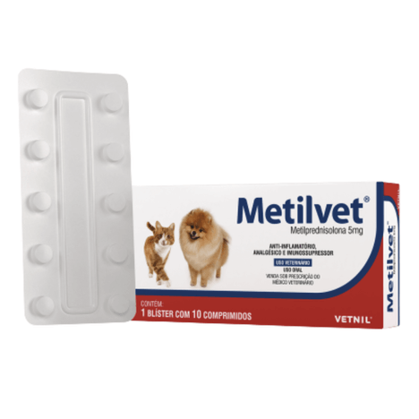 Anti-Inflamatório Metilvet para Cães e Gatos com 10 Comprimidos de 5 mg Anti-Inflamatório Metilvet para Cães e Gatos com 10 Comprimidos de 5 mg
