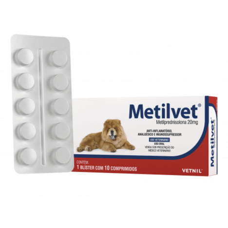 Anti-Inflamatório Metilvet para Cães e Gatos com 10 Comprimidos de 20 mg Anti-Inflamatório Metilvet para Cães e Gatos com 10 Comprimidos de 20 mg