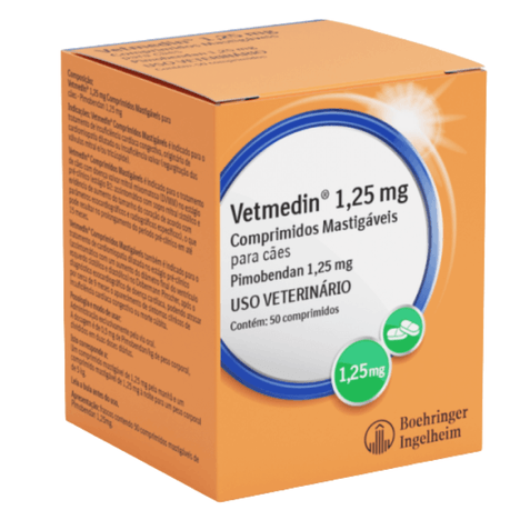 Vasodilatador Vetmedin para Cães com 50 Comprimidos de 1,25 mg Vasodilatador Vetmedin para Cães com 50 Comprimidos de 1,25 mg
