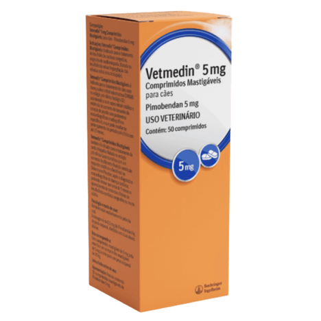 Vasodilatador Vetmedin para Cães com 50 Comprimidos de 5 mg Vasodilatador Vetmedin para Cães com 50 Comprimidos de 5 mg